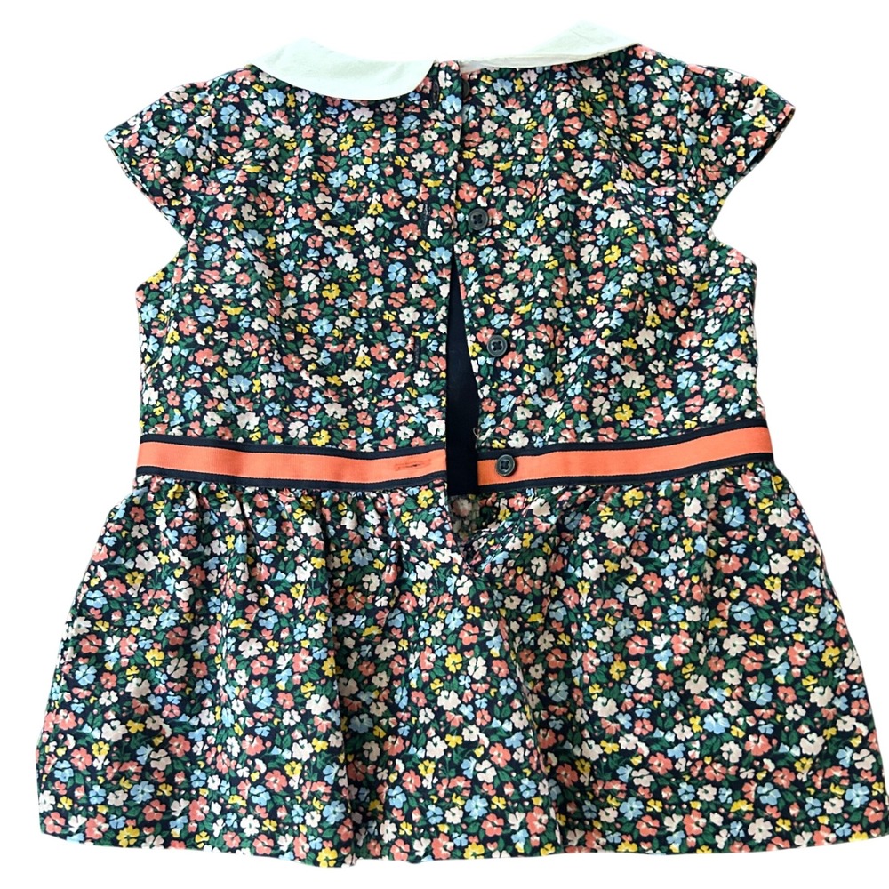 Janie and Jack Toddler Girls Floral Peter Pan Collar Top Navy Multi Color